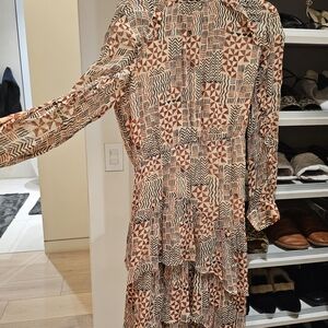 ba&sh Multicolor Geometric Long Sleeve Dress